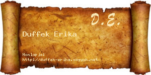 Duffek Erika névjegykártya